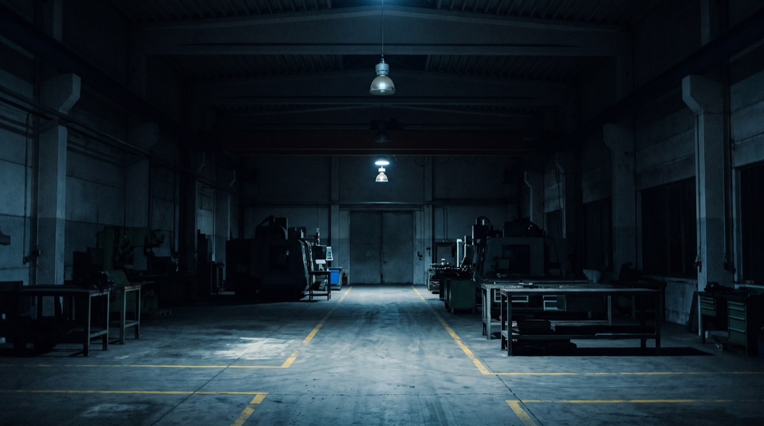 Produktionshalle nach Schichtende
